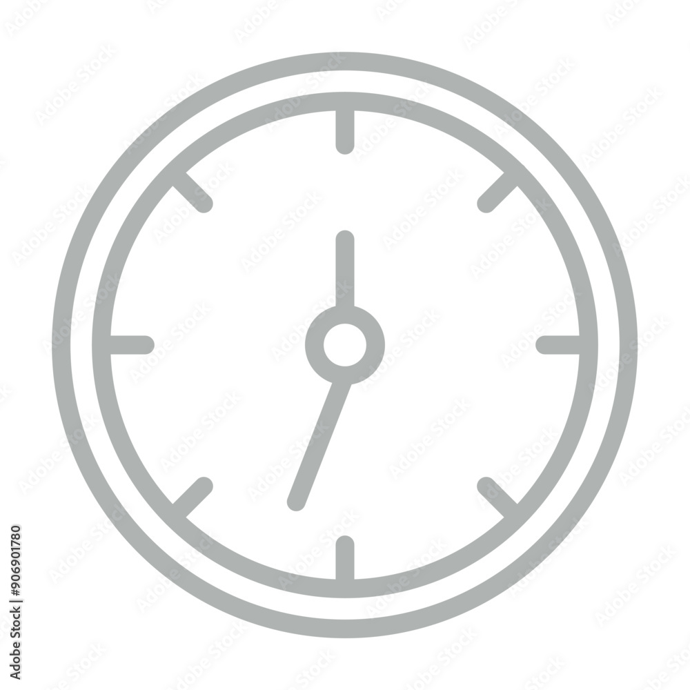 Clock Vector Line Grey Icon Design Clock Vector Line Grey Icon Design