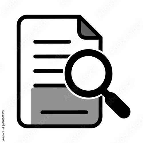 High-Quality Document Icon with Magnifying Glass Vector Illustration