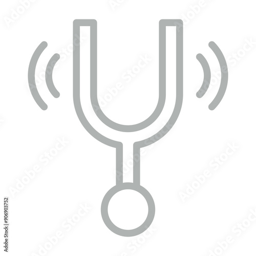 Tuning Fork Vector Line Grey Icon Design