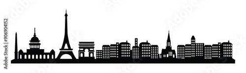 Silhouette Paris skyline. Travel Paris famous landmarks.