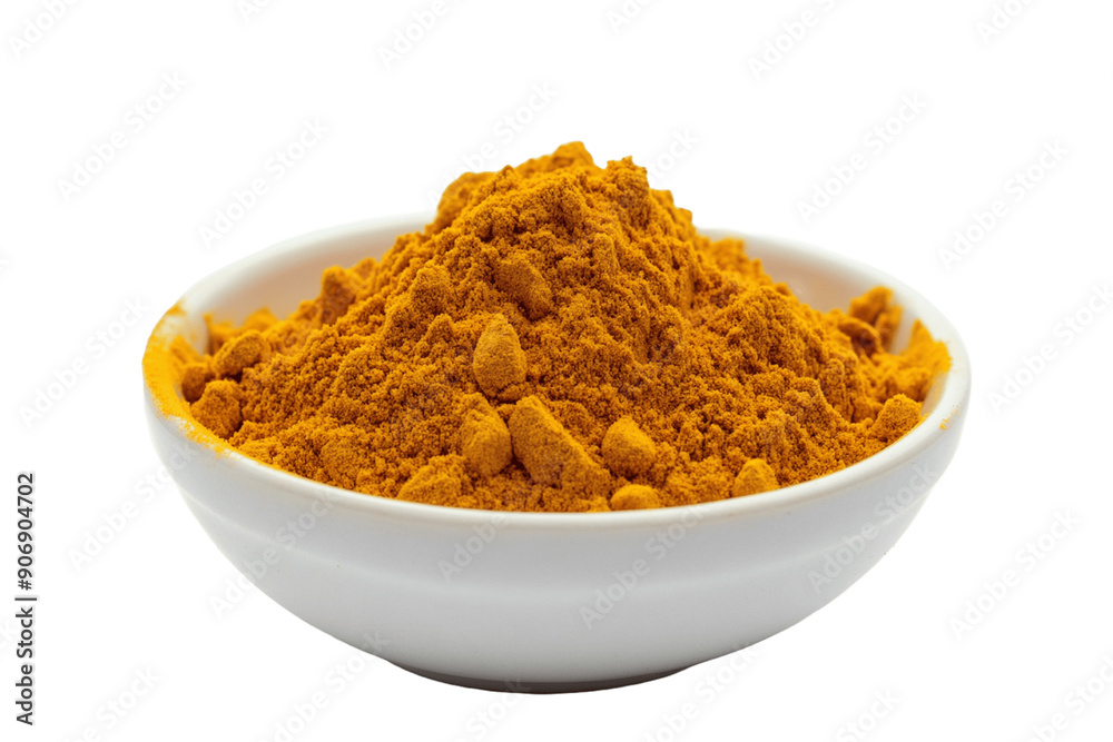Turmeric powder bowl isolated on transparent background. Turmeric powder bowl isolated on transparent background.
