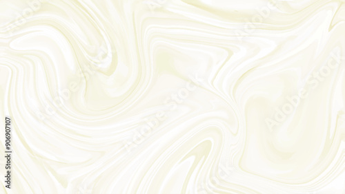 Abstract fluid art texture, decorative marble paint, liquid marbling effect vector. Light lemon and white digital background from curved lines.