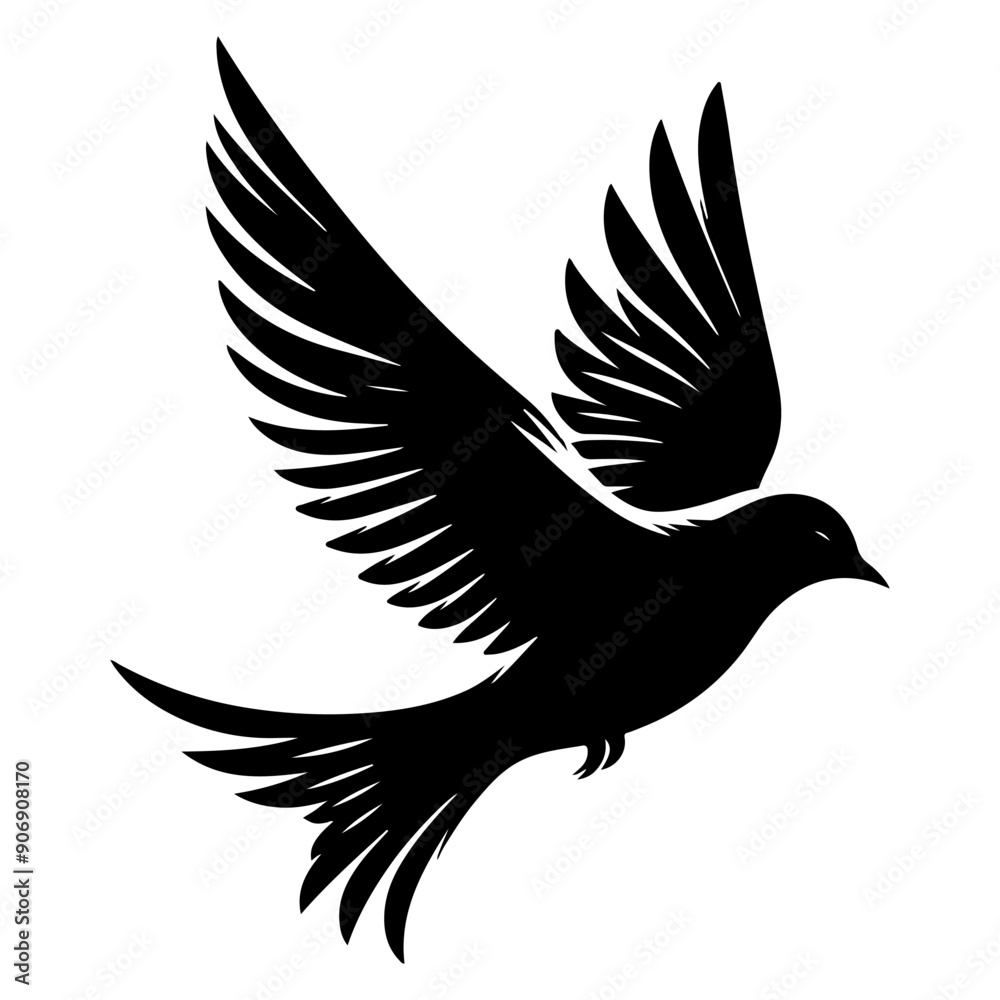 Obraz premium Flying bird silhouette vector image