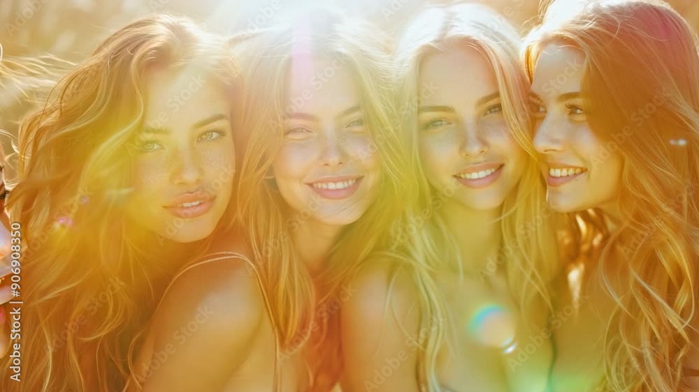 Four gorgeous and content young women in a group Four gorgeous and content young women in a group