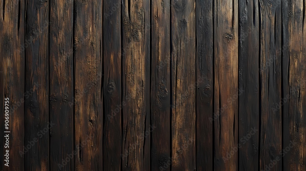 Close-up of Vertical Dark Stained Wood Planks with Rough Texture Close-up of Vertical Dark Stained Wood Planks with Rough Texture