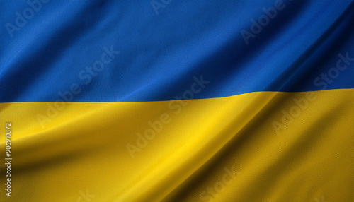 Ukrainian flag background with a flowing fabric texture