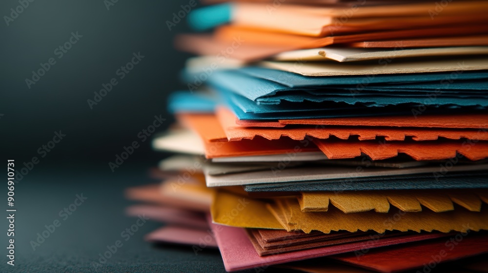 A stack of handmade paper with varying colors and textures, showcasing the artistry of craft papermaking. A stack of handmade paper with varying colors and textures, showcasing the artistry of craft papermaking.