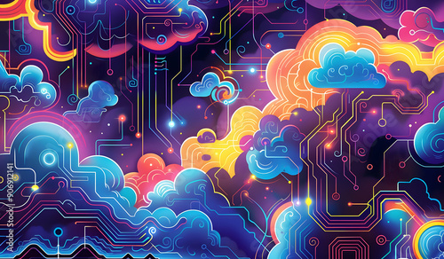 Seamless pattern with Colorful Retro Gaming Nostalgia .graffiti art Gaming design