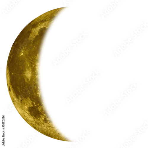 Fototapeta Naklejka Na Ścianę i Meble -  Waning Crescent Yellow or Gold Color (Moon Phase) - 