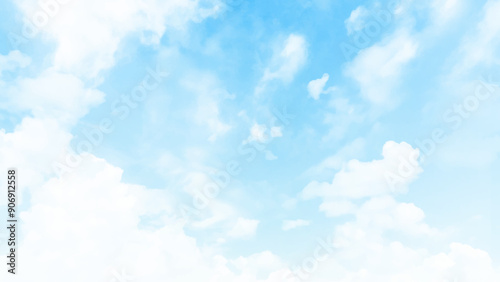 Clear blue sky with plain white cloud with space for text background. The vast blue sky and clouds. blue sky background with tiny clouds nature.