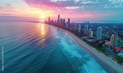 An aerial view reveals Surfers Paradise on Australia's Gold Coast. photo