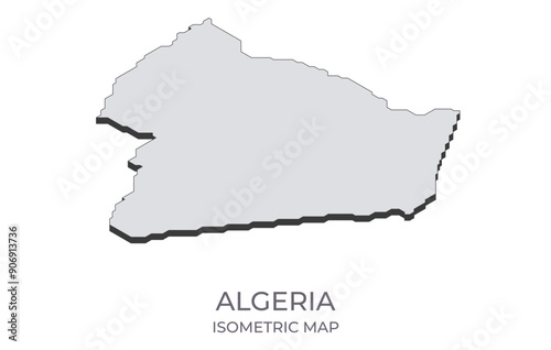 Map of the Algeria in simple isometric form. Illustration of isometric map of the country.