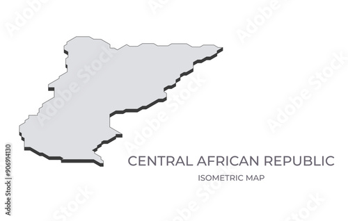 Map of the Central African Republic in simple isometric form. Illustration of isometric map of the country.
