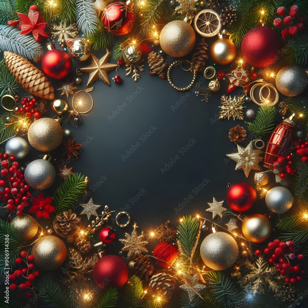 New Year and Christmas Decoration Graphic with Space for Your Message New Year and Christmas Decoration Graphic with Space for Your Message