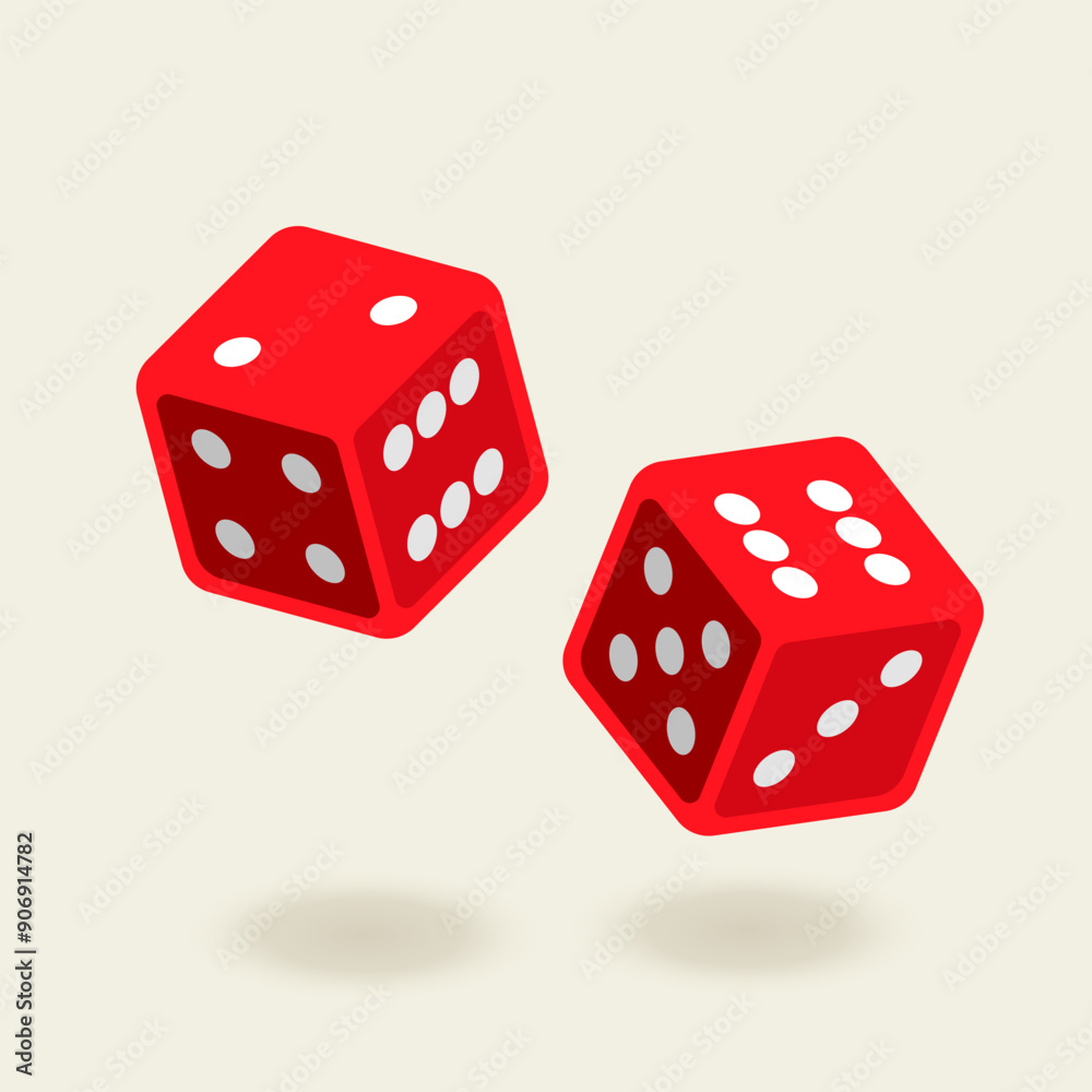 Illustration of red dice tossed in the air. Dice in simple style. Illustration of red dice tossed in the air. Dice in simple style.