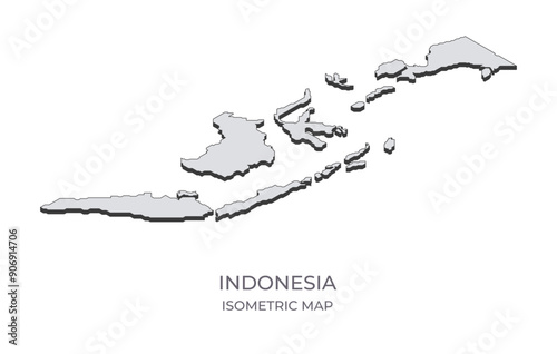 Map of the Indonesia in simple isometric form. Illustration of isometric map of the country.