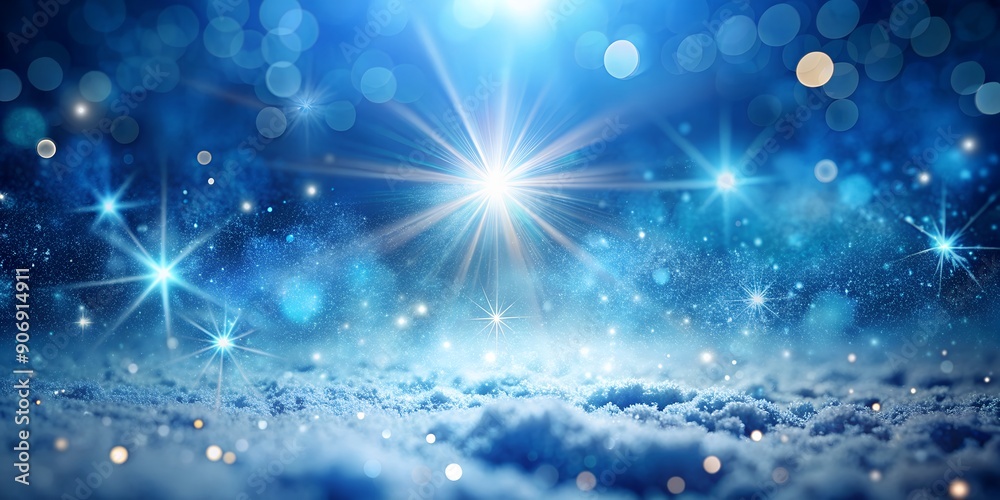 Bright glare on winter deep blue defocused background AI-Created Content Bright glare on winter deep blue defocused background AI-Created Content