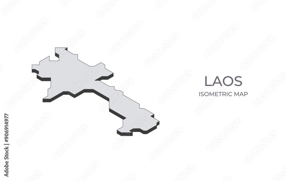 Map of the Laos in simple isometric form. Illustration of isometric map of the country. Map of the Laos in simple isometric form. Illustration of isometric map of the country.