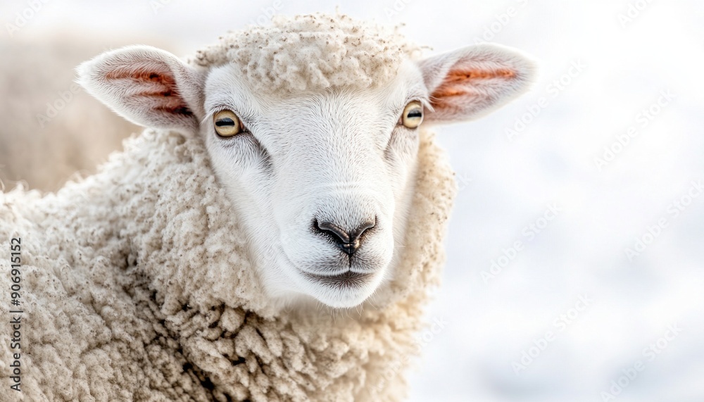 Brilliant close-up of a sheep against the background of picturesque nature Brilliant close-up of a sheep against the background of picturesque nature
