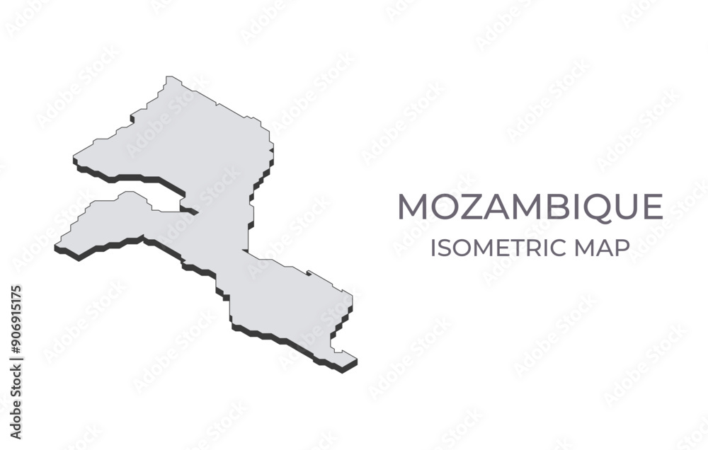 Map of the Mozambique in simple isometric form. Illustration of isometric map of the country. Map of the Mozambique in simple isometric form. Illustration of isometric map of the country.