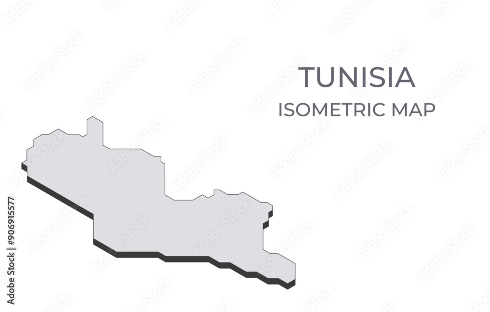 Fototapeta premium Map of the Tunisia in simple isometric form. Illustration of isometric map of the country.