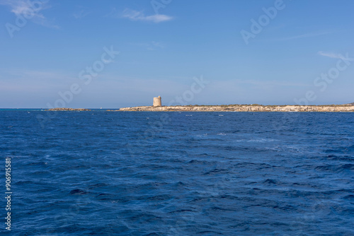 Ibiza, view of Torre de ses Portes from the sea. photo