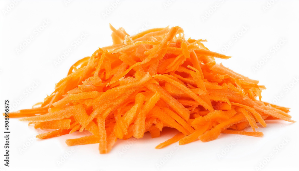 Heap of vibrant shredded carrots on isolated white. Tasty vegetable. Organic and fresh. Heap of vibrant shredded carrots on isolated white. Tasty vegetable. Organic and fresh.