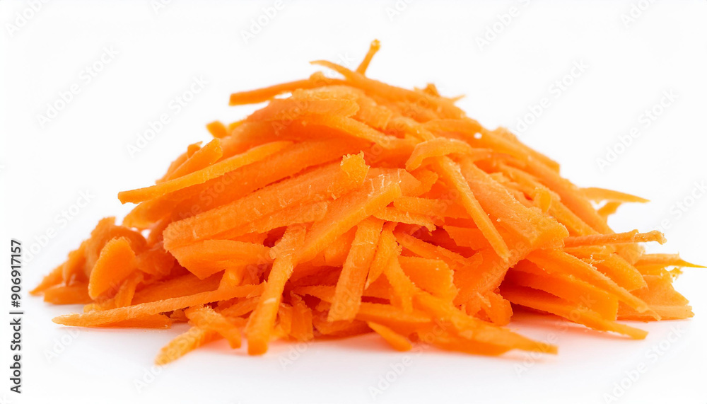 Heap of vibrant shredded carrots on isolated white. Tasty vegetable. Organic and fresh. Heap of vibrant shredded carrots on isolated white. Tasty vegetable. Organic and fresh.