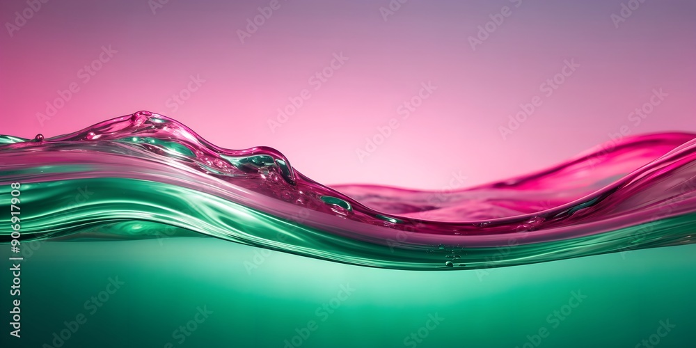 Pink and green colored water waves Creative AI Pink and green colored water waves Creative AI
