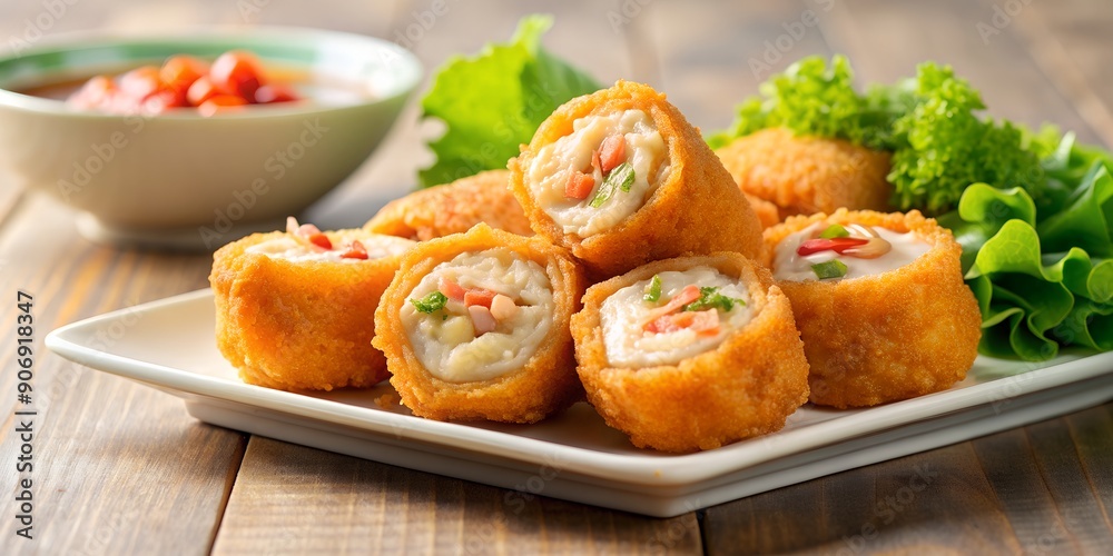 Deep Fried Crab Meat Rolls or Hoi Jo AI Generative Deep Fried Crab Meat Rolls or Hoi Jo AI Generative