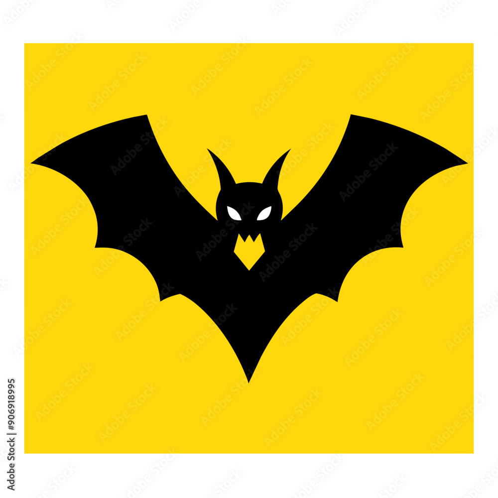 Eye-Catching Yellow Background with Bold Black Bat Center Design Eye-Catching Yellow Background with Bold Black Bat Center Design