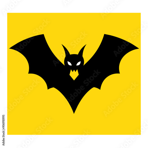 Eye-Catching Yellow Background with Bold Black Bat Center Design
