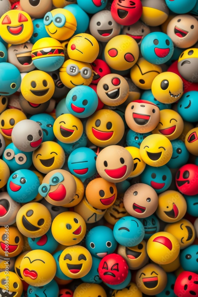 Colorful background filled emoji emoticon characters Colorful background filled emoji emoticon characters