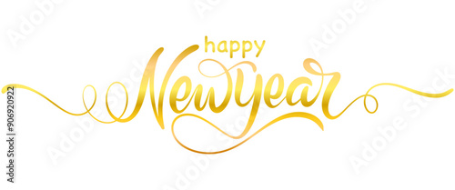 HAPPY NEW YEAR lettering  text with luxury gold color