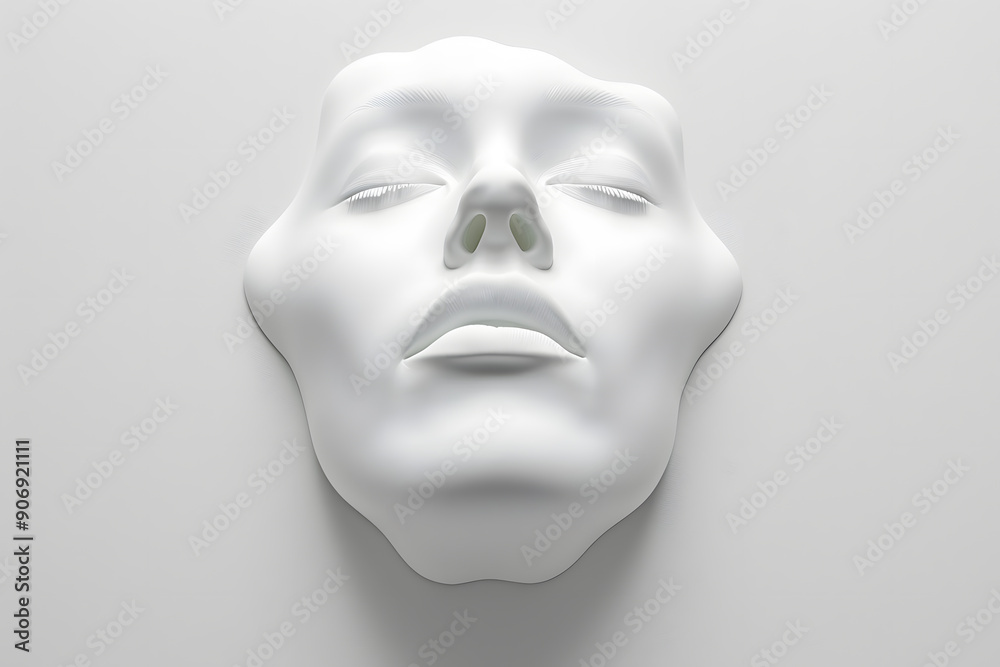 3d white sculpture of woman face with closed eyes isolated on a simple background 3d white sculpture of woman face with closed eyes isolated on a simple background