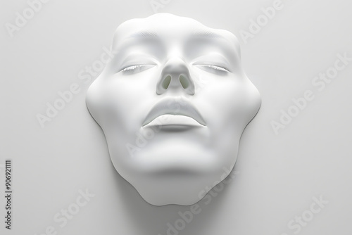 3d white sculpture of woman face with closed eyes isolated on a simple background