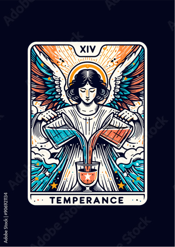 The Temperance: Tarot Card Featuring Angel, Wings, Balance, and Harmony