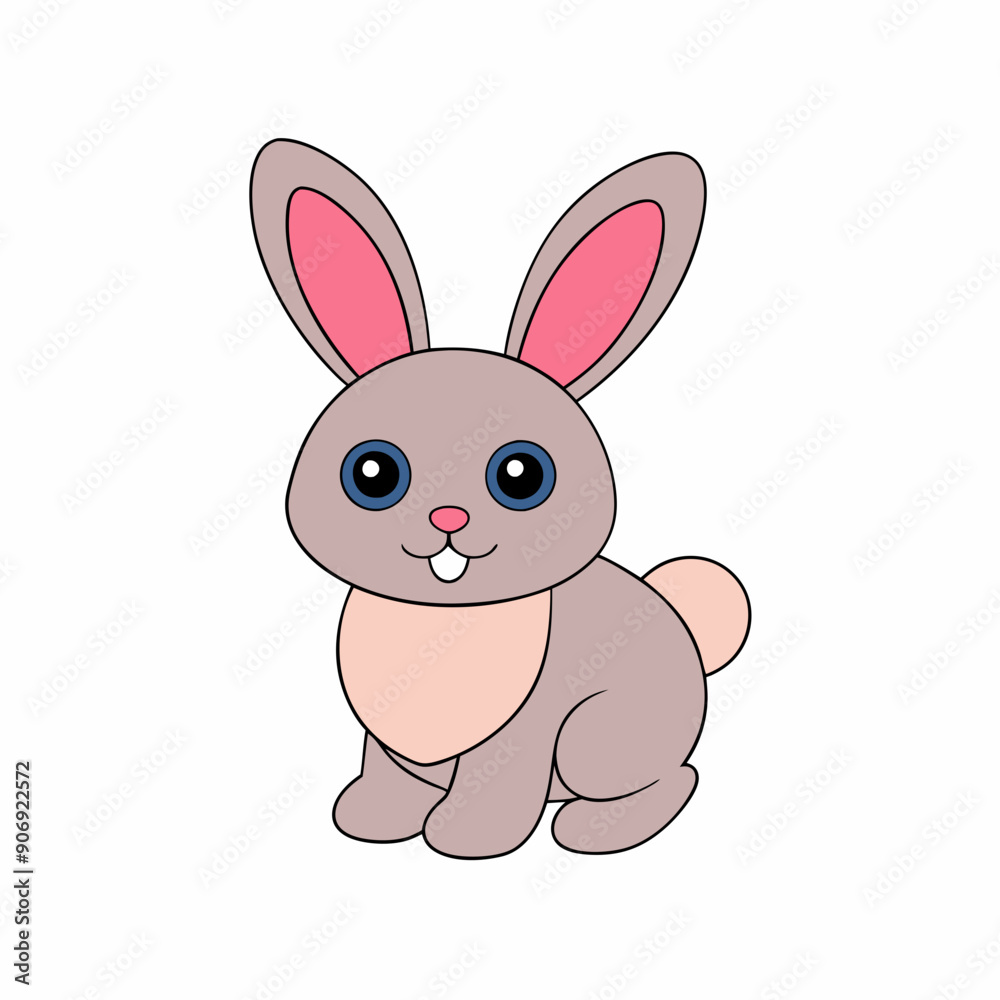Obraz premium Adorable Rabbit Vector Illustration - Cartoon, Clipart, and Line Art Design
