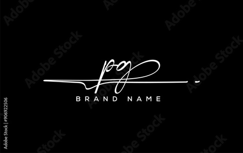 PG letter beauty handwriting vector logo.