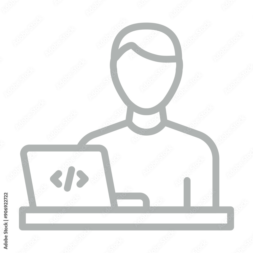 Digital Nomad Vector Line Grey Icon Design Digital Nomad Vector Line Grey Icon Design