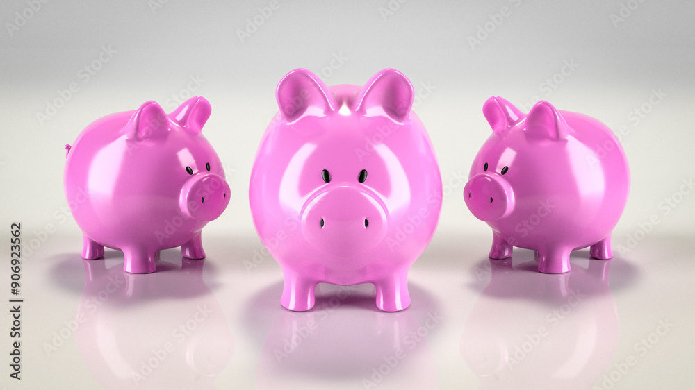 Drei pinke Sparschweine
