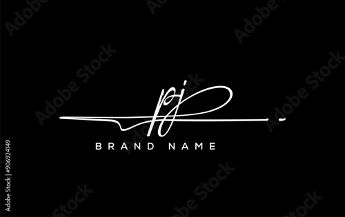 PJ letter beauty handwriting vector logo.