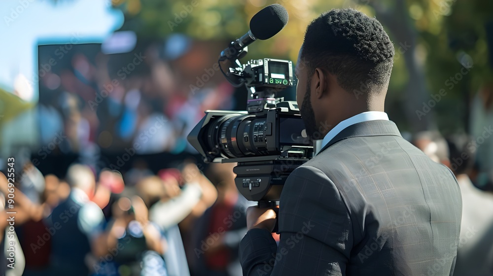 Cameraman Filming a Large Crowd Event Cameraman Filming a Large Crowd Event
