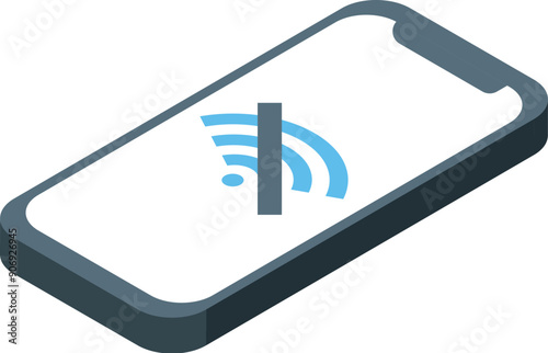 Smartphone is showing no wifi signal in this isometric view