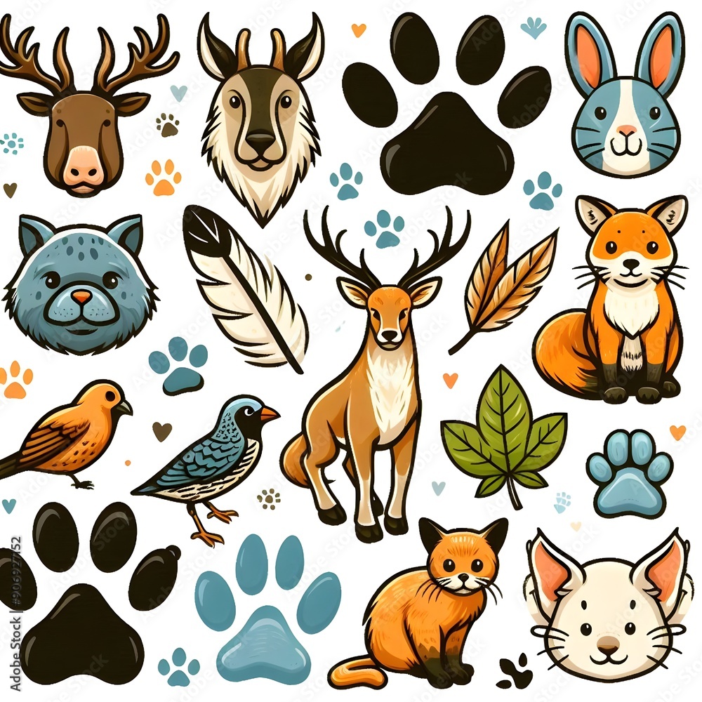 Cartoon Animal Paw Print Pattern Cartoon Animal Paw Print Pattern