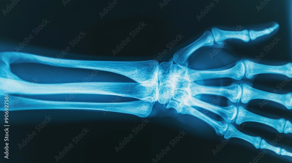 X-ray of the wrist, where bones and joints are clearly visible