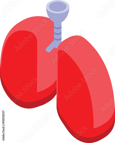 Trachea tube entering human lungs for ventilation assisting breathing