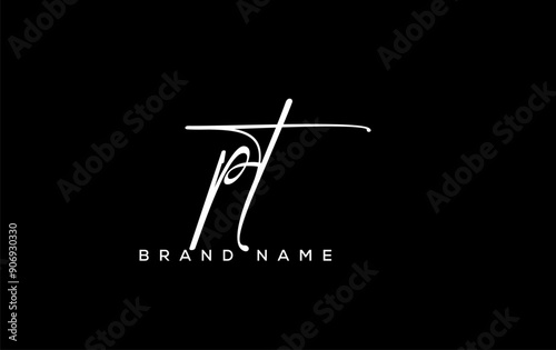 PT letter beauty handwriting vector logo.