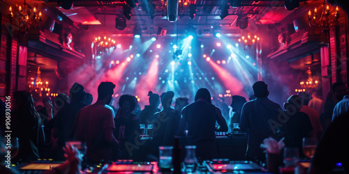 A nightclub scene with people enjoying themselves