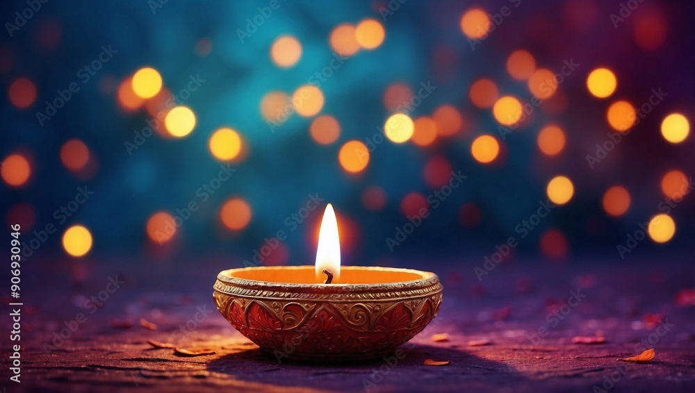 Diwali festival of lights lamp on street at cozy night digital illustration painting. Diwali festival of lights lamp on street at cozy night digital illustration painting.